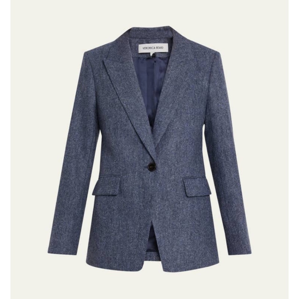 Womens Navy Single-Button Blazer Jacket